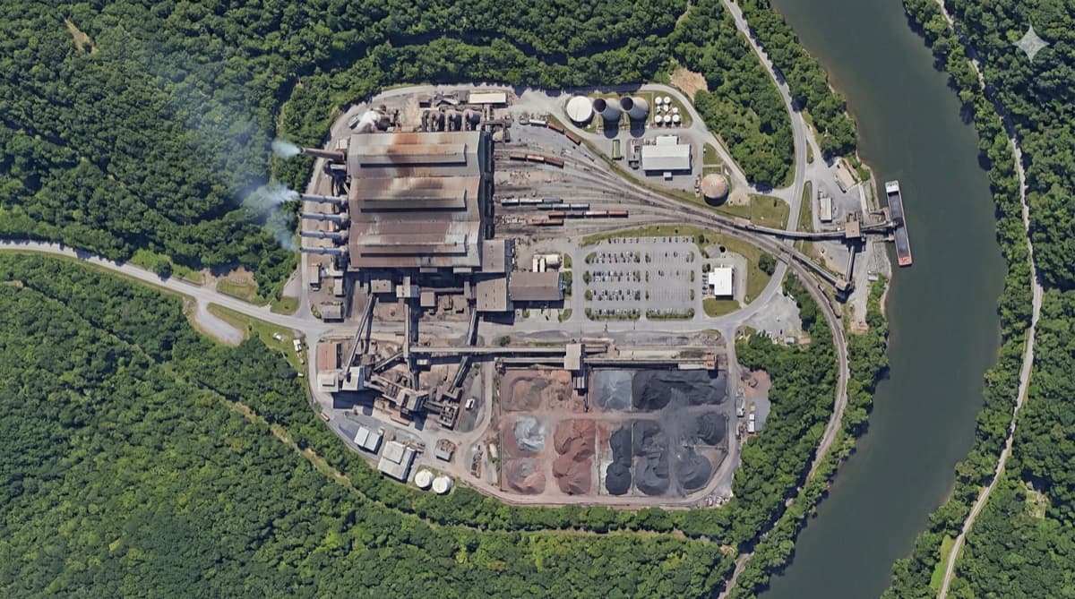 Aerial view of industrial facility